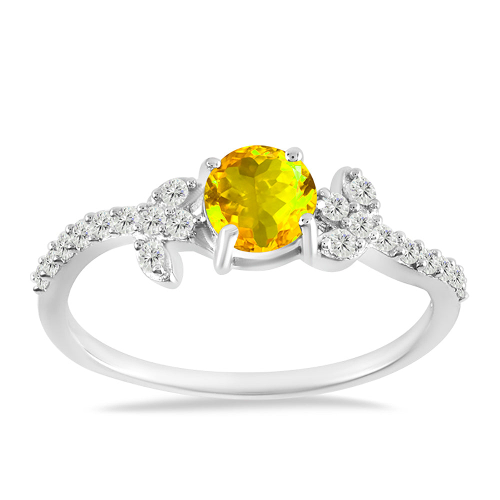 Anillo de Plata con Citrino de los Montes Urales y Topacio Blanco 3 
