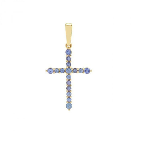 Cruz Colgante de Oro 9K con Tanzanita AAA