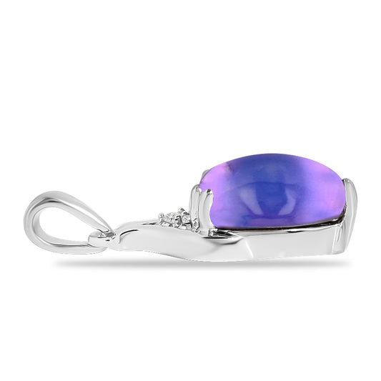 Colgante de Plata con Piedra Lunar Púrpura y Topacio Blanco