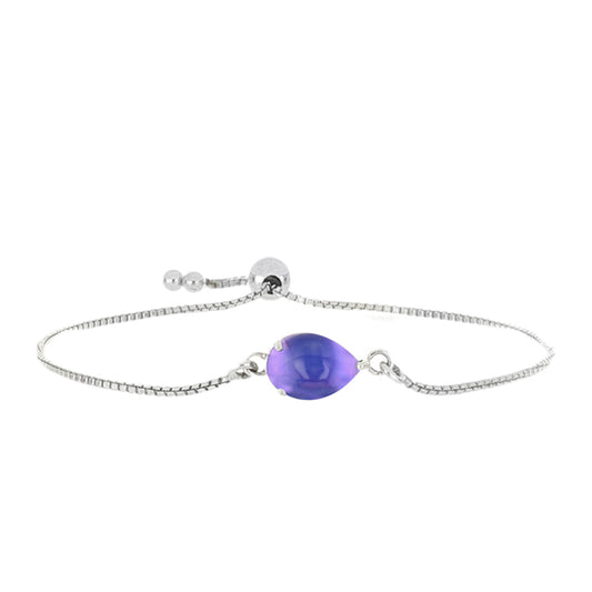Pulsera de Plata con Piedra Lunar Púrpura