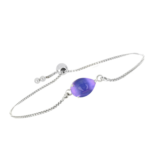 Pulsera de Plata con Piedra Lunar Púrpura