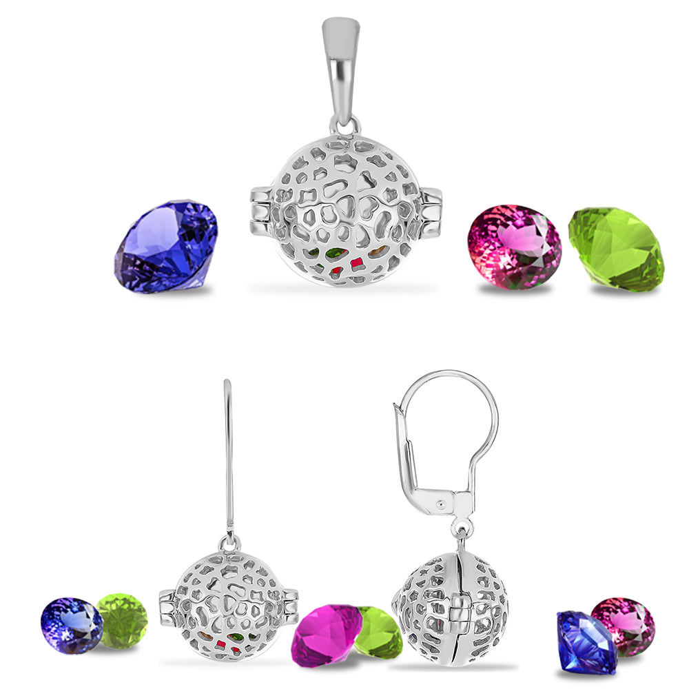 Conjunto de Plata con Tanzanita AAA y Diópsido de Cromo ( Pendientes +Colgante ) 1 