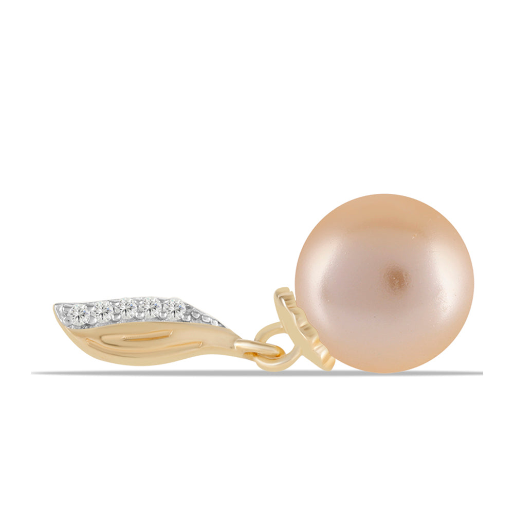 Colgante de Plata Bañada en Oro con Perla Dorada de Agua Dulce y Topacio Blanco 2 