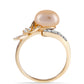 Anillo de Plata Bañada en Oro con Perla Dorada de Agua Dulce y Topacio Blanco