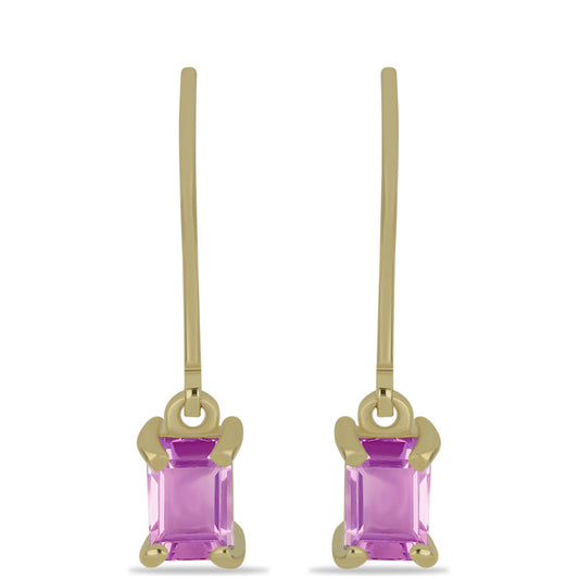Pendientes de Plata Bañada en Oro con Fluorita rosa