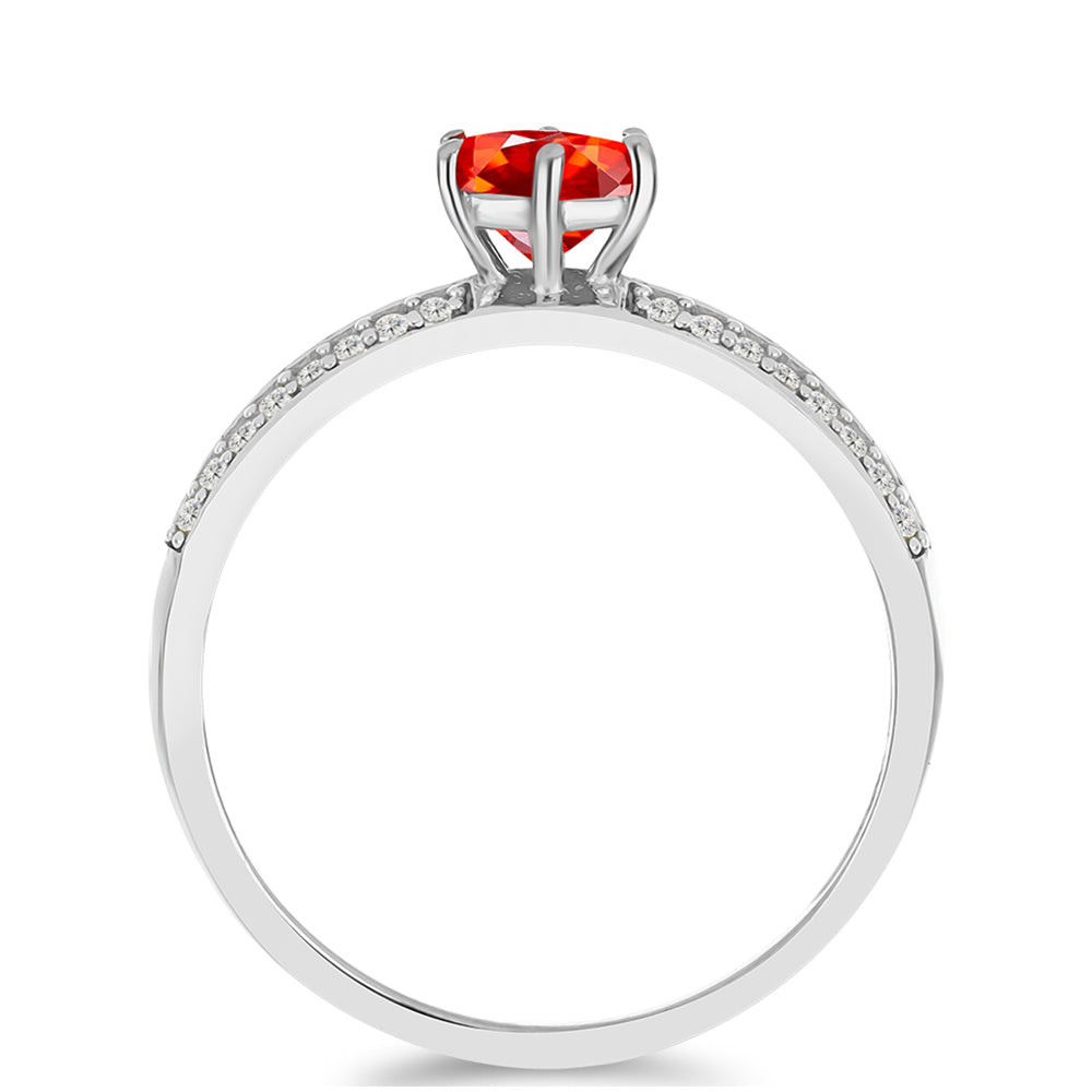 Anillo de Plata con Ópalo Rojo etíope de Lega Dembi y Topacio Blanco