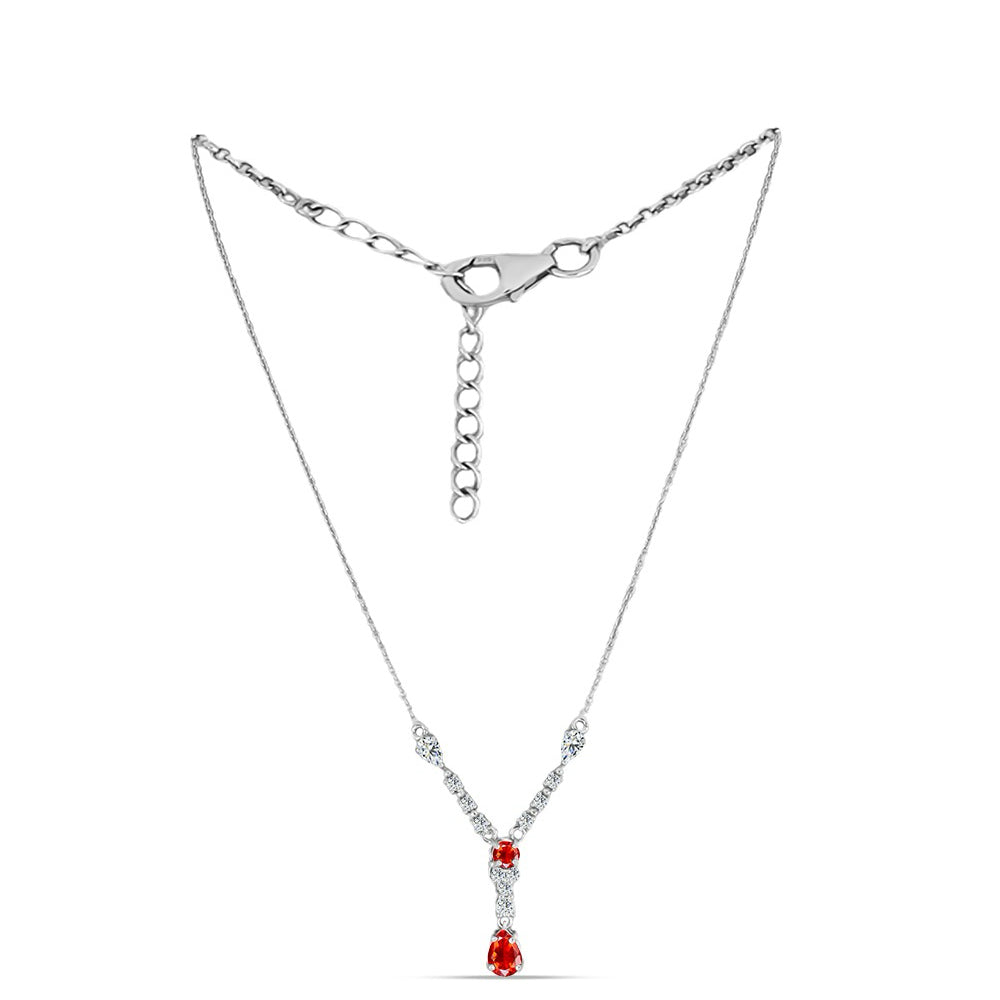 Collar de Plata con Ópalo Rojo etíope de Lega Dembi y Topacio Blanco 1 