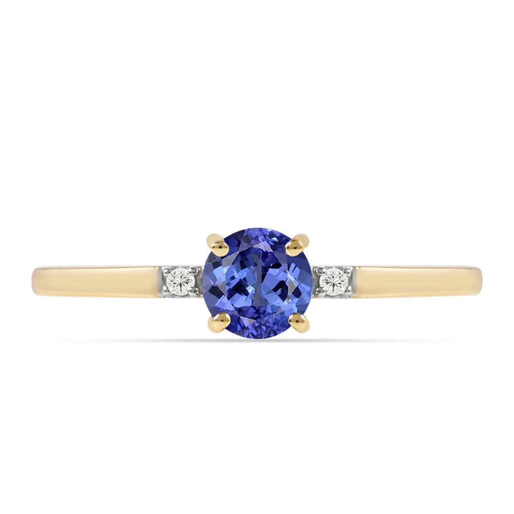 Anillo de Oro 9K con Tanzanita AAA y Zircón blanco natural 1 
