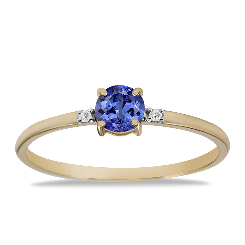 Anillo de Oro 9K con Tanzanita AAA y Zircón blanco natural 3 