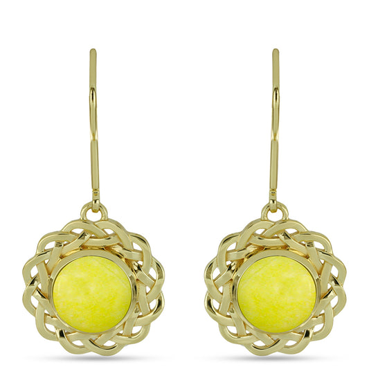 Pendientes de Plata Bañada en Oro con Serpentina Amarilla