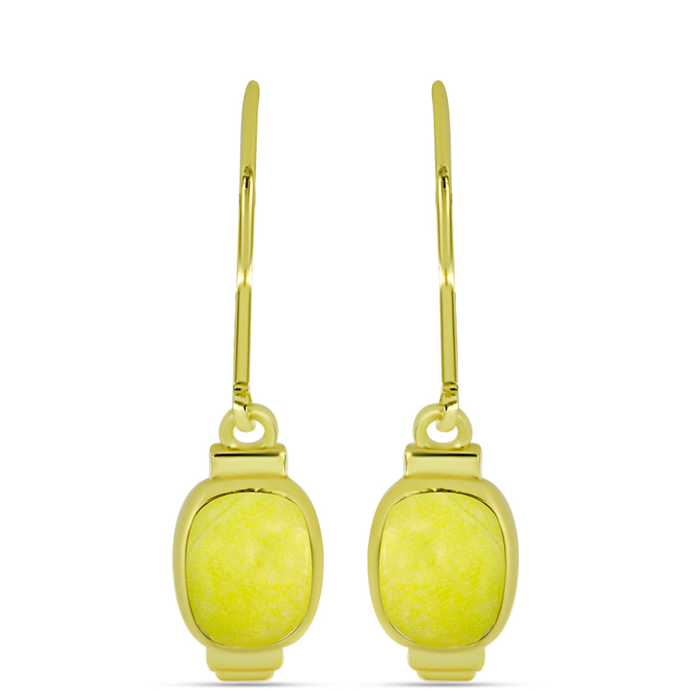 Pendientes de Plata Bañada en Oro con Serpentina Amarilla