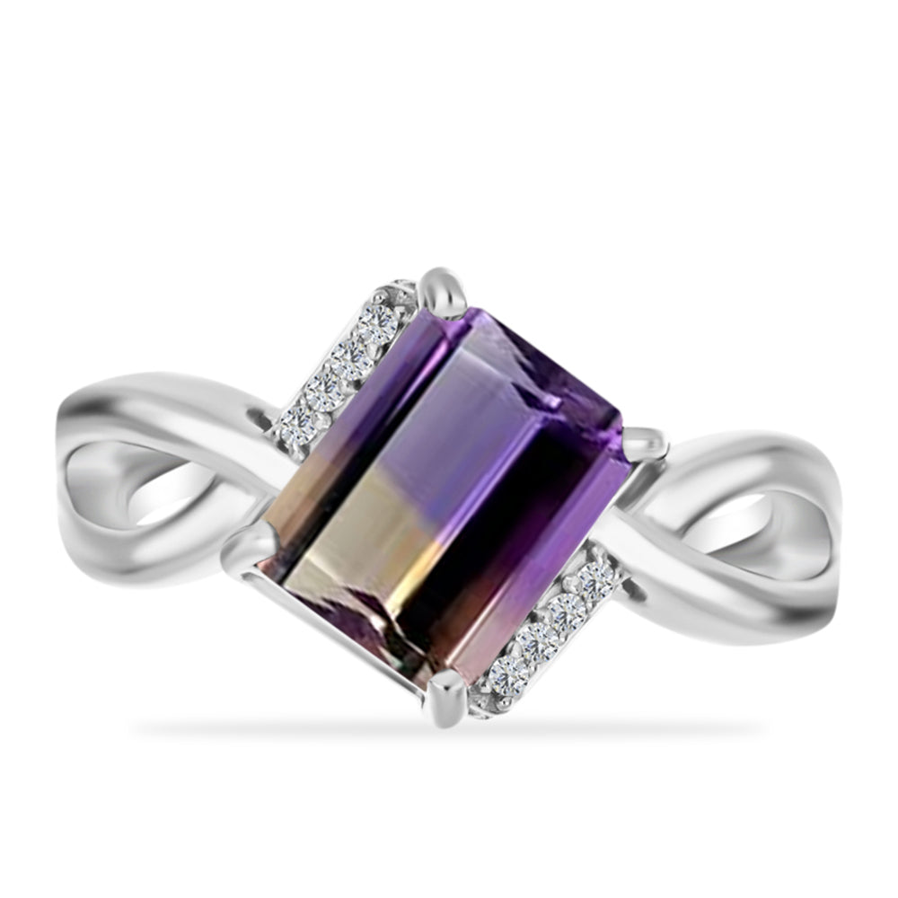 Anillo de Plata con Amatrino de Anahi y Topacio Blanco