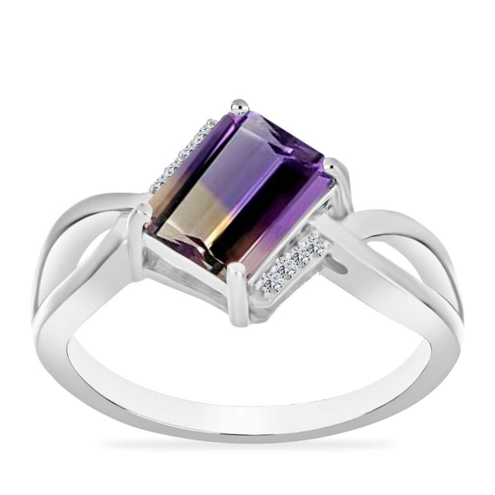 Anillo de Plata con Amatrino de Anahi y Topacio Blanco 3 
