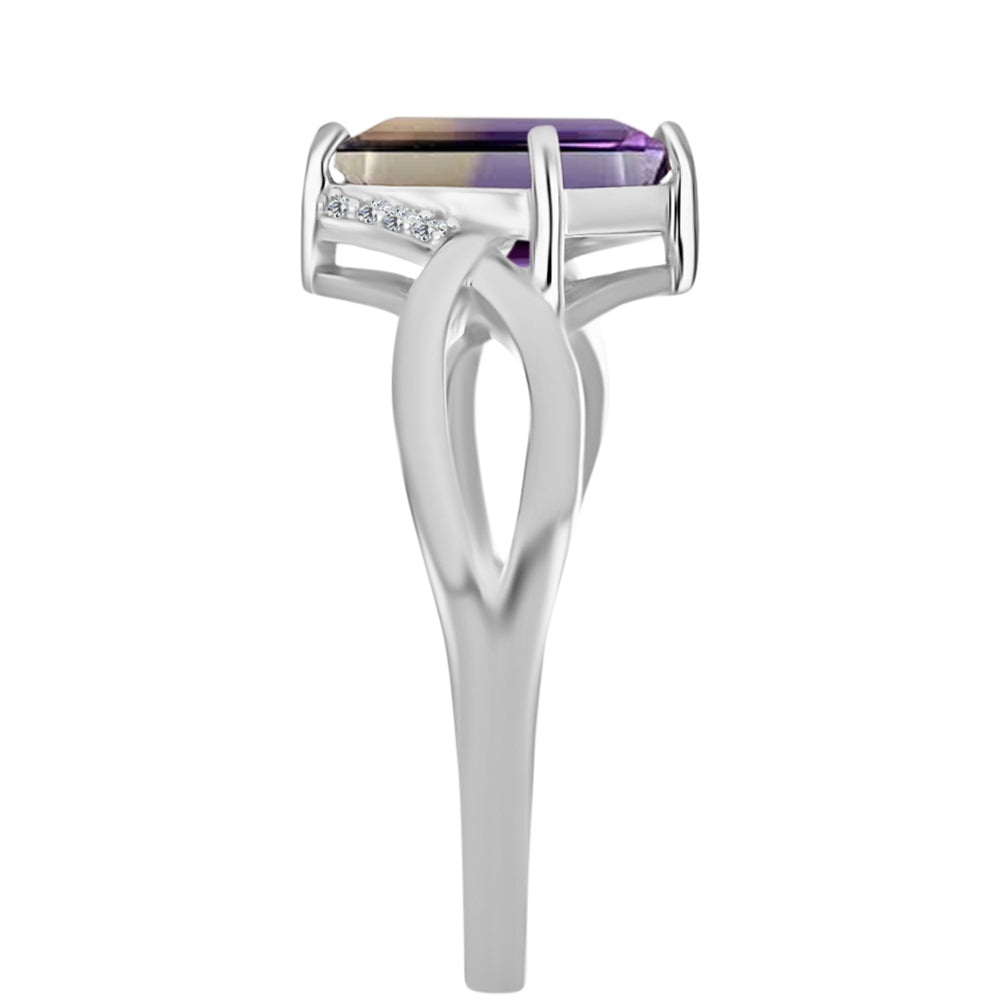 Anillo de Plata con Amatrino de Anahi y Topacio Blanco