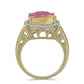 Anillo de Plata Bañada en Oro con Fluorita morada y Topacio Blanco