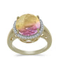 Anillo de Plata Bañada en Oro con Fluorita morada y Topacio Blanco