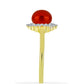 Anillo de Plata Bañada en Oro con Perla roja de río y Topacio Blanco