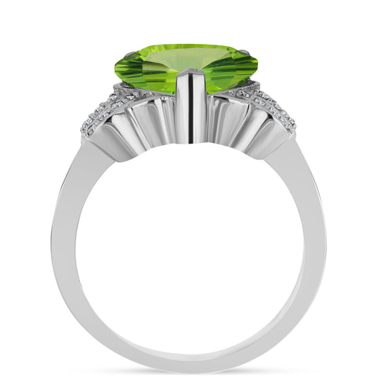 Anillo de Plata con Cuarzo Verde Helecho y Topacio Blanco