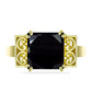 Anillo de Plata Bañada en Oro con Ónix Negro