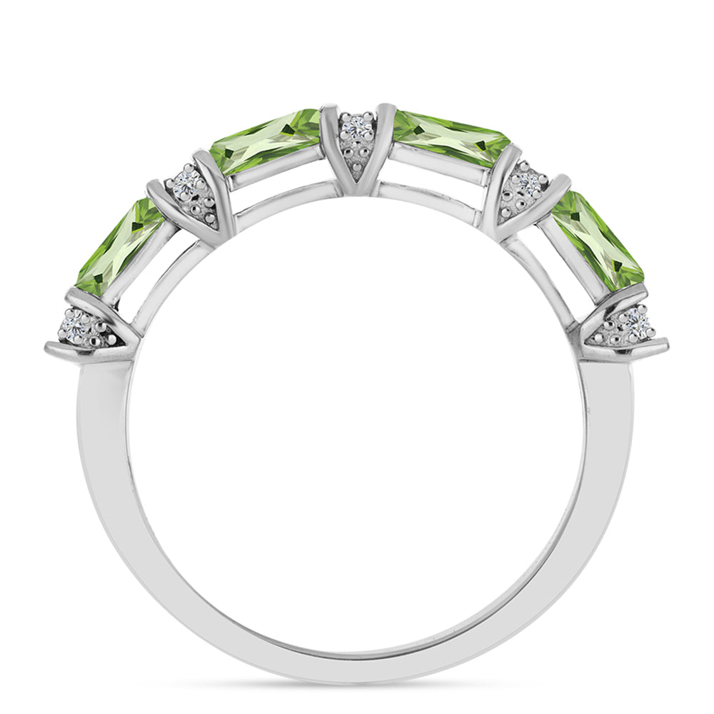 Anillo de Plata con Cuarzo Verde Helecho y Topacio Blanco