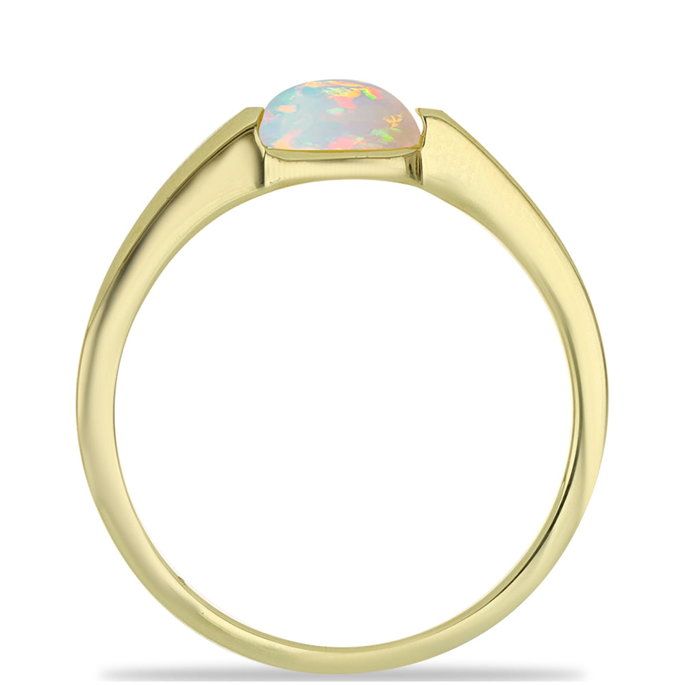 Anillo de Plata Bañada en Oro con Ópalo Welo