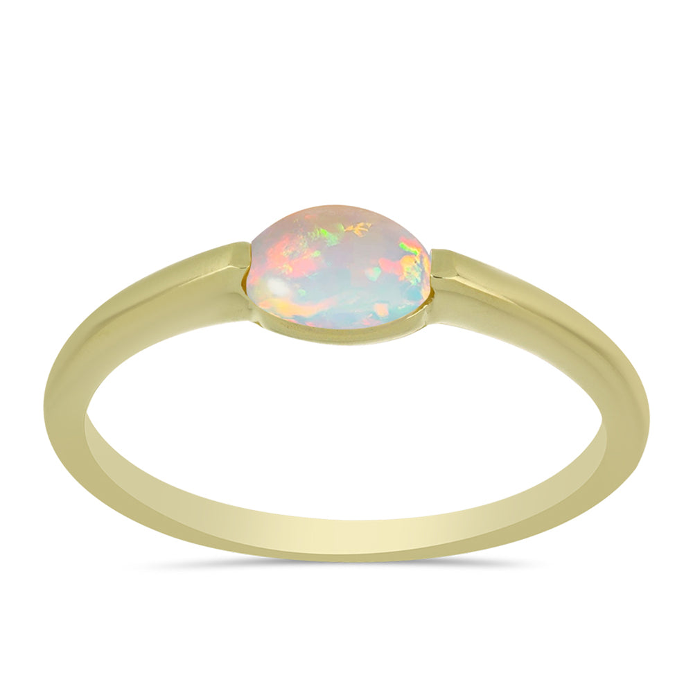 Anillo de Plata Bañada en Oro con Ópalo Welo