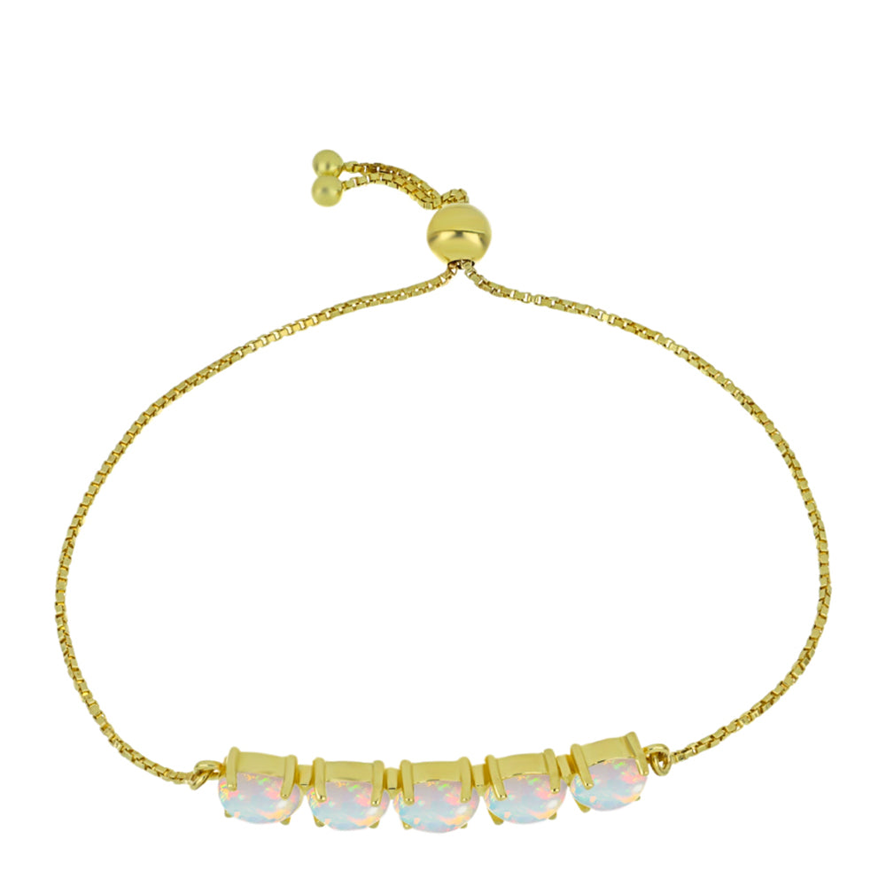 Pulsera de Plata Bañada en Oro con Ópalo Welo