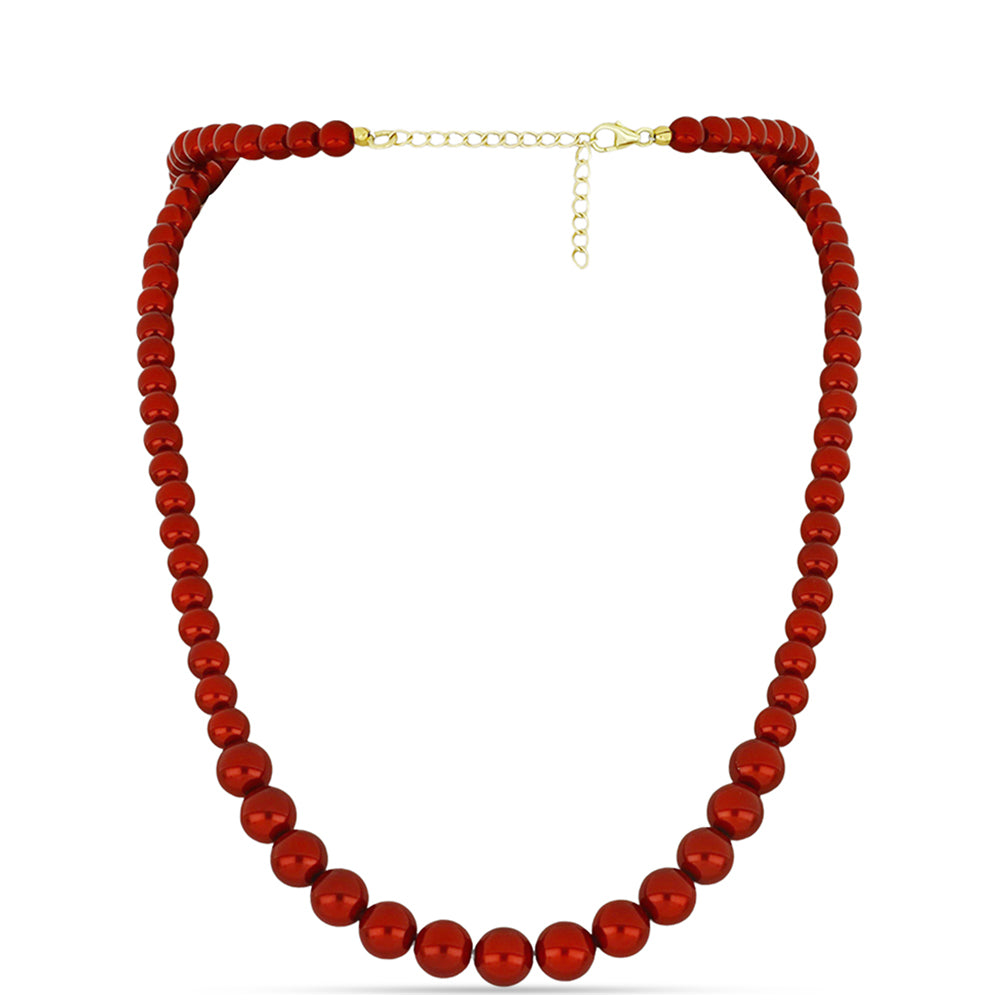Collar de Plata Bañada en Oro con Perla roja de río 1 