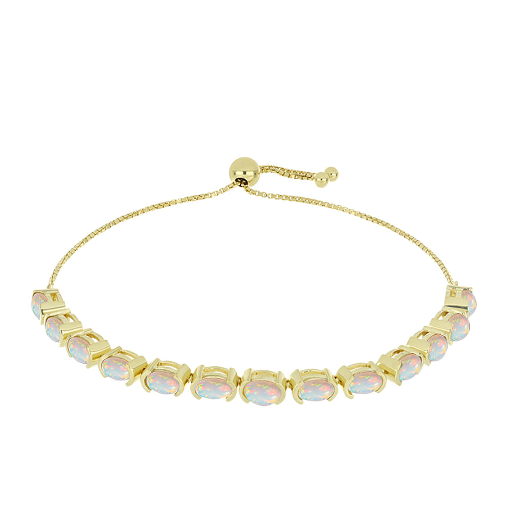 Pulsera de Plata Bañada en Oro con Ópalo Welo
