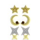 Conjunto de Plata Bañada en Oro con Diamante Champagne y Diamante blanco ( Pendientes )