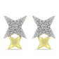 Conjunto de Plata Bañada en Oro con Diamante Champagne y Diamante blanco ( Pendientes )