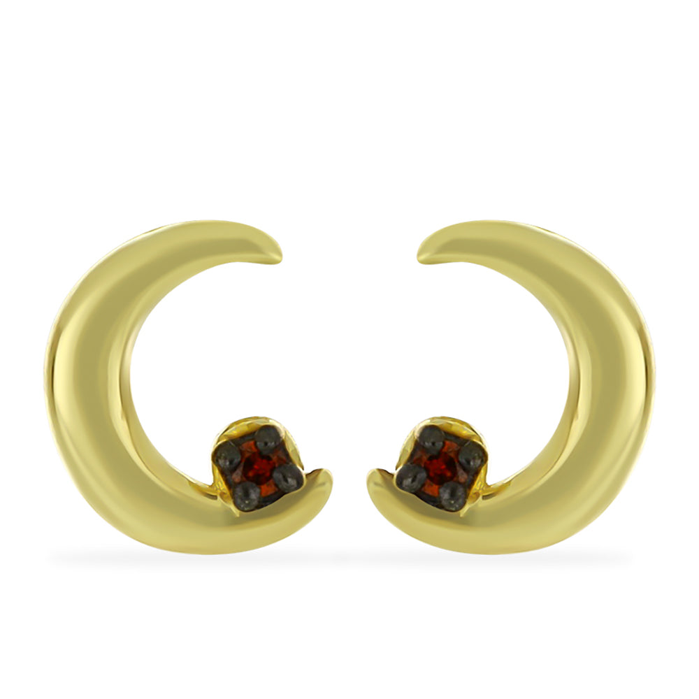 Conjunto de Plata Bañada en Oro con Diamante Champagne y Diamante blanco ( Pendientes ) 4 