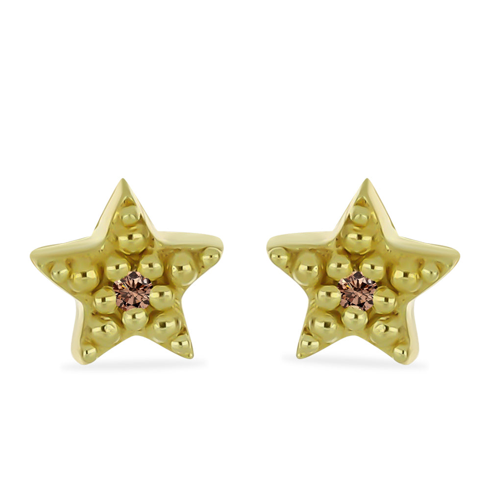 Conjunto de Plata Bañada en Oro con Diamante Champagne y Diamante blanco ( Pendientes ) 6 