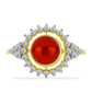 Anillo de Plata Bañada en Oro con Perla roja de río y Topacio Blanco