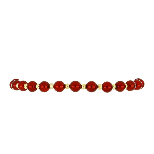 Pulsera de Plata Bañada en Oro con Perla roja de río