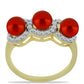 Anillo de Plata Bañada en Oro con Perla roja de río y Topacio Blanco