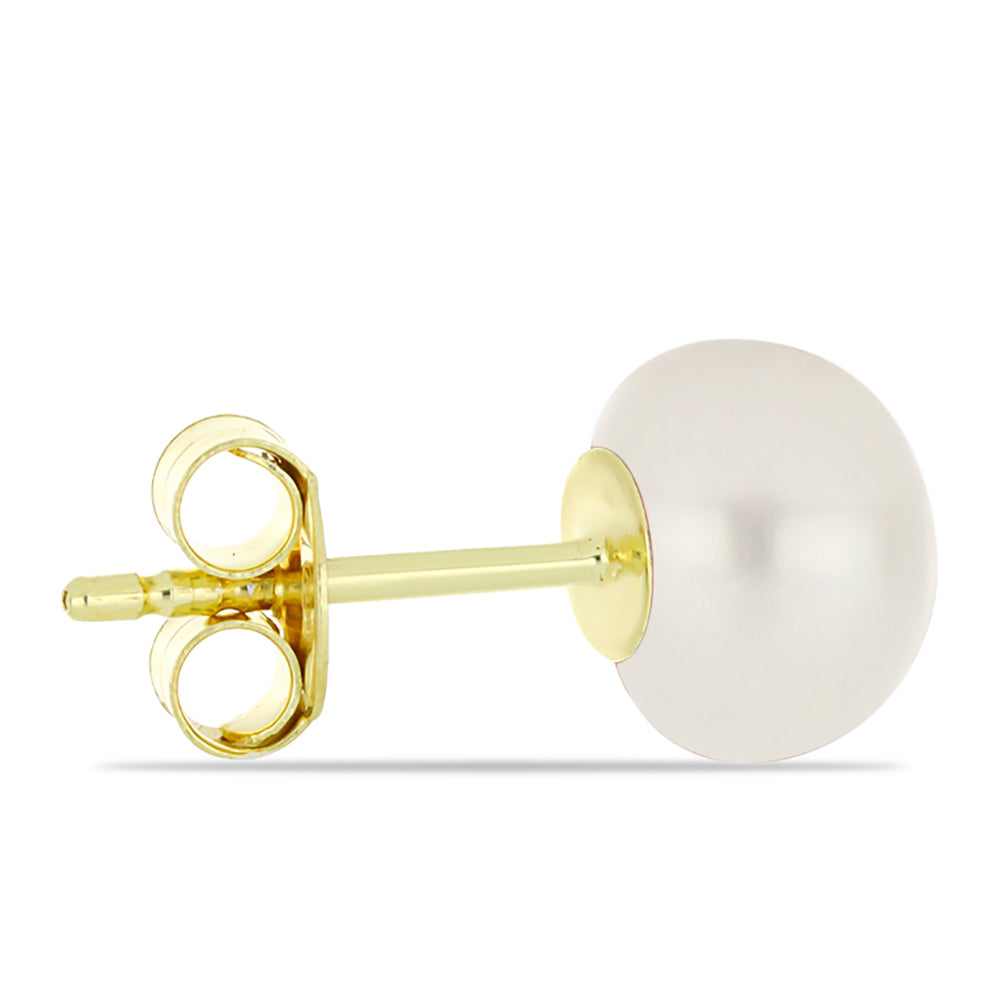 Conjunto de Plata Bañada en Oro con Perla roja de río y Perla de Agua Dulce Blanca ( Pendientes )
