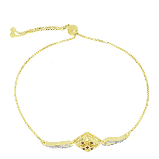 Pulsera de Plata Bañada en Oro con Diamante Champagne y Diamante blanco