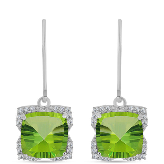 Pendientes de Plata con Cuarzo Verde Helecho y Topacio Blanco