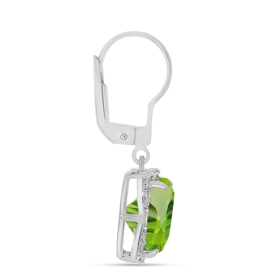 Pendientes de Plata con Cuarzo Verde Helecho y Topacio Blanco