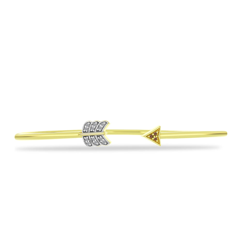Brazalete de Plata Bañada en Oro con Diamante Champagne y Diamante blanco 2 