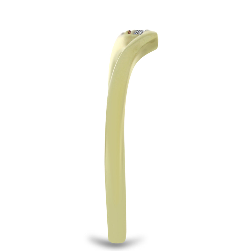 Anillo de Plata Bañada en Oro con Diamante Champagne y Diamante blanco 4 