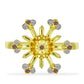 Anillo de Plata Bañada en Oro con Diamante Champagne y Diamante blanco