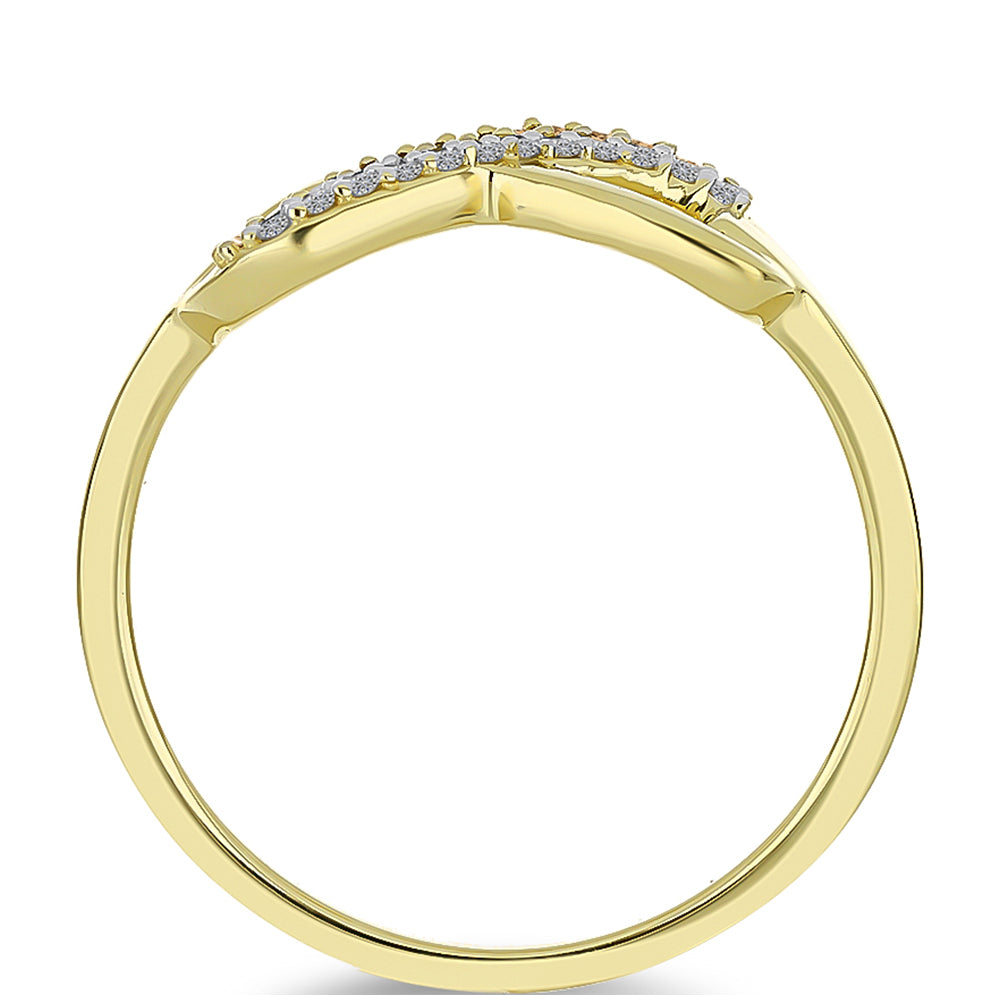 Anillo de Plata Bañada en Oro con Diamante Champagne y Diamante blanco 2 