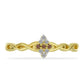 Anillo de Plata Bañada en Oro con Diamante Champagne y Diamante blanco