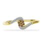 Anillo de Plata Bañada en Oro con Diamante Champagne y Diamante blanco