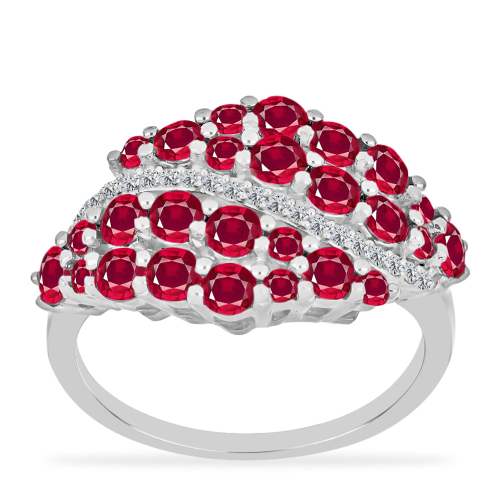 Anillo de Plata con Rubí de Madagascar y Diamante blanco