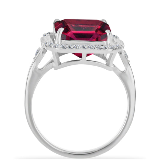 Anillo de Plata con Rubí de Madagascar y Diamante blanco