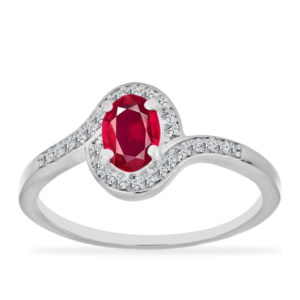 Anillo de Plata con Rubí de Madagascar y Diamante blanco