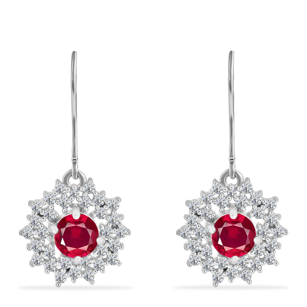 Pendientes de Plata con Rubí de Madagascar y Diamante blanco